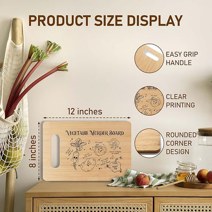 Funny Bamboo Cutting Board Gift, Funny Vegetable Murder Board Farmhouse Home Kitchen Decor, Thanksgiving Gifts Ideas For Friends Sisters Coworkers -10