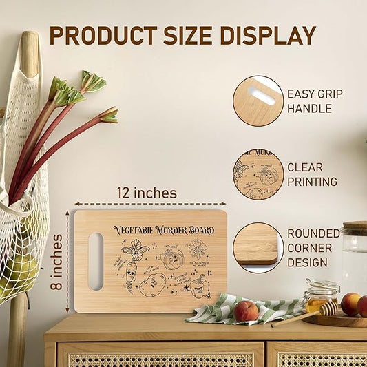 Funny Bamboo Cutting Board Gift, Funny Vegetable Murder Board Farmhouse Home Kitchen Decor, Thanksgiving Gifts Ideas For Friends Sisters Coworkers -10