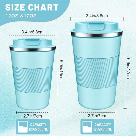 DUBUXW Insulated Coffee Tumblers with Flip Lid 12oz / 17oz, Stainless Steel Travel Coffee Mug Leak Proof, Vacuum Insulated Coffee Mug Reusable Cup, Keeps Cold and Hot for Coffee Tea