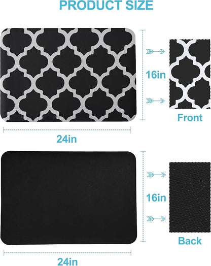 Dish Drying Mat for Kitchen Counter, 16"x24" Dish Drying Pad with Non-slip Rubber Backed, Hide Stain Anti Absorbent for Kitchen Counter, Drying Mat for Coffee Machine Dish Rack (Black Trellis)