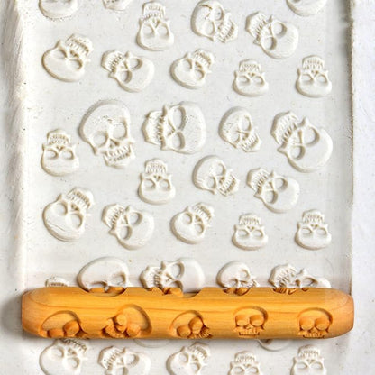 MKM Pottery Tools Wood Hand Rollers for Clay (HR-33 Skulls)