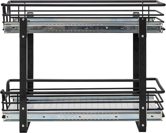 Household Essentials Matte Black Steel Dual Slide Organizer with Plastic Details