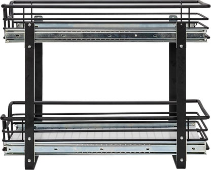 Household Essentials Matte Black Steel Dual Slide Organizer with Plastic Details
