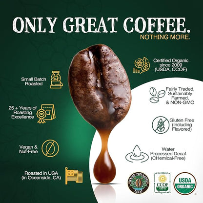 The Bean Organic Coffee Company Water Processed DECAF Vanilla Nut, Medium Roast, Ground Coffee, 16-Ounce Bags (Pack of 2), Café Molido Tostado Orgánico descafeinado