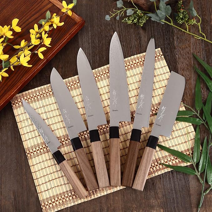 Japanese Vegetable Knife Damascus ZA18 69 Layer Octagonal Walnut Handle, Nakiri 6.3-inch (160mm)