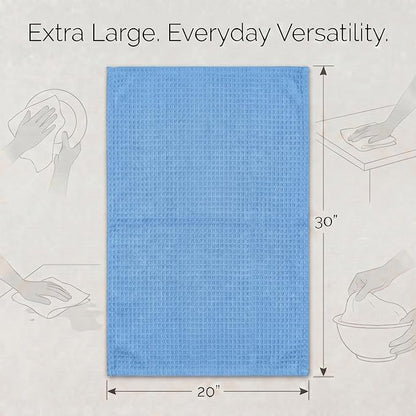 Urban Villa Kitchen Towels Waffle Dish Towels for Kitchen Sky Blue Color Set of 6 Over Sized 18x28 Inches Kitchen Towels Highly Absorbent 100% Cotton Kitchen Hand Tea Towels Dish Cloths