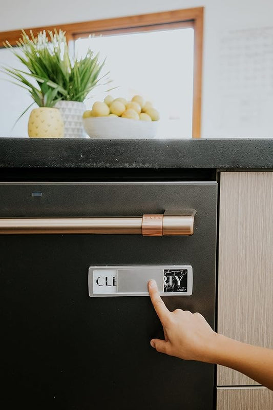 Dishwasher Magnet Clean Dirty Sign, Clean Dirty Magnet for Dishwasher, Modern Kitchen Decor, Magnetic Dish Washer Sign Indicator, Sliding Rustic Dish Washer Signs, Marble Black & White Granite