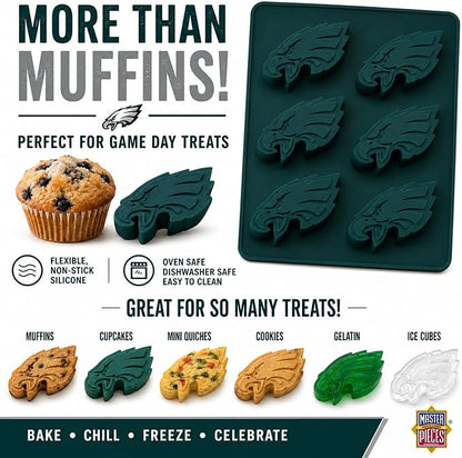 MasterPieces Game Day - FanPans NFL Philadelphia Eagles Silicone Muffin Pan - Dishwasher Safe