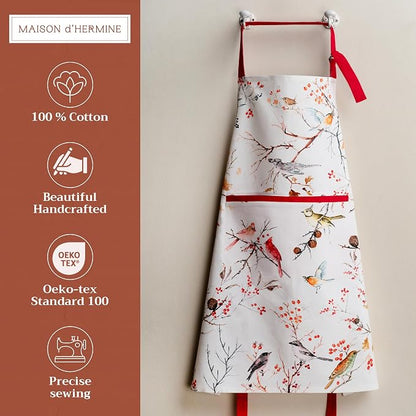 Maison d' Hermine 100% Cotton Apron for women with Pocket Kitchen Chef Apron for Men Cooking Spring Summer