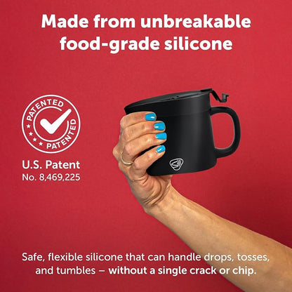 Silipint 16oz Silicone Coffee Mug Tumbler with Flip Lid – Unbreakable Dishwasher Safe Microwave Oven & Freezer Compatible – Cup for Coffee Tea or Cold Drinks (Classic Black) Pack of 1