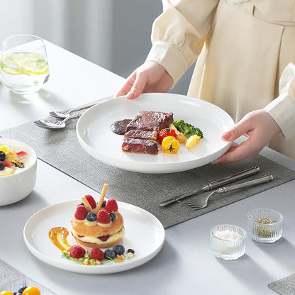 MALACASA Plates and Bowls Sets, 24 Pieces Modern Porcelain Dinnerware Set for 8, Ceramic Dishware Dishes White Kitchen Dinner Dining Ware Set, Microwave and Dishwasher Safe, Series LUNA