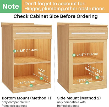 2Pack Pull Out Cabinet Organizer, Soft Close Wooden Slide Out Drawers for Pots, Full-extension Roll Out Shelves for Kitchen Cabinets, Pantry Organization, Bottom and Side Mount(15"W X 21"D x 3.4''H)