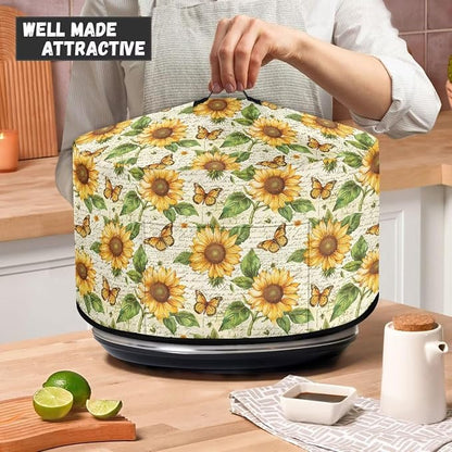 Sunflower Butterflies Slow Cooker Crock for Pot Cover Fits 6 7 8 qt Oval Slow Cooker Small Appliance Protection Cover with Pocket Kitchen Accessories Decor