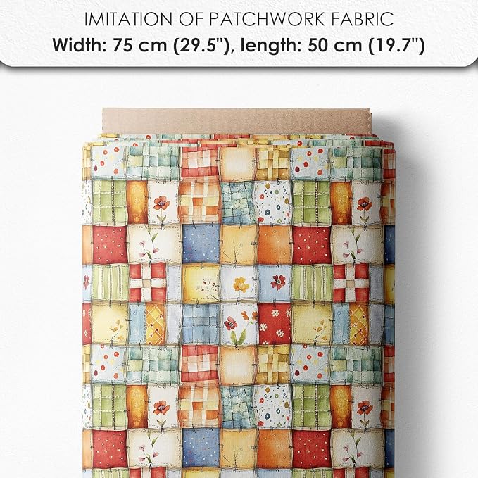 Patchwork Mushroom Cotton Fabric Panel – 6 Designs (10×10 inch Each) + Bonus Sheet 29.5×19.6 inch, 100% Cotton 140 GSM, Made in Türkiye