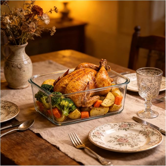 200oz Extra Large Glass Storage Containers with Airtight Locking Lid with Handle - 6000ml Large Glass Food Containers for Rotisserie Chicken/Turkey and Potluck, BPA Free Oven Safe