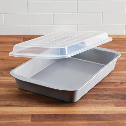Farberware GOLDEN BAKE Bakeware Nonstick Rectangular Cake Pan with Lid, Kitchen Supplies, 9-Inch x 13-Inch, Gray