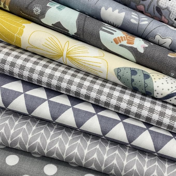 aufodata 8 Pieces 19.6" x 19.6" (50cm x 50cm) Cotton Fabric Squares Quilting Patchwork Floral Pattern Precut Fabric for DIY Quilting Sewing Crafting Artcraft (Gray)