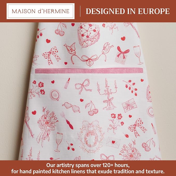 Maison d' Hermine 100% Cotton Apron for women with Pocket Kitchen Chef Apron for Men Cooking Spring Summer