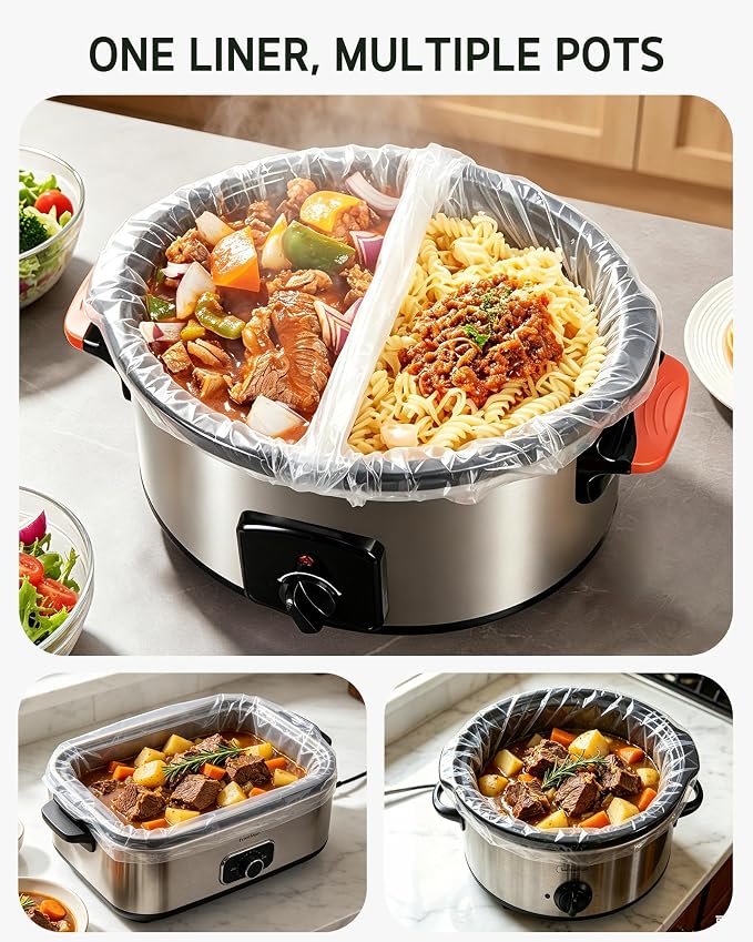 Syntus 30 Count Slow Cooker Liners, Small Size 10.5" x 17.5" Fits 1-3 Quart Pots BPA-free Disposable Cooking Bags Suitable for Oval & Round & Retangular Slow Cookers