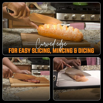 8 inch Professional Chef Cooking Knife with Finger Guard - Super Sharp Kitchen Knife for Precision Cutting - Ideal Kitchen Gadget for Chefs with Ergonomic Handle.