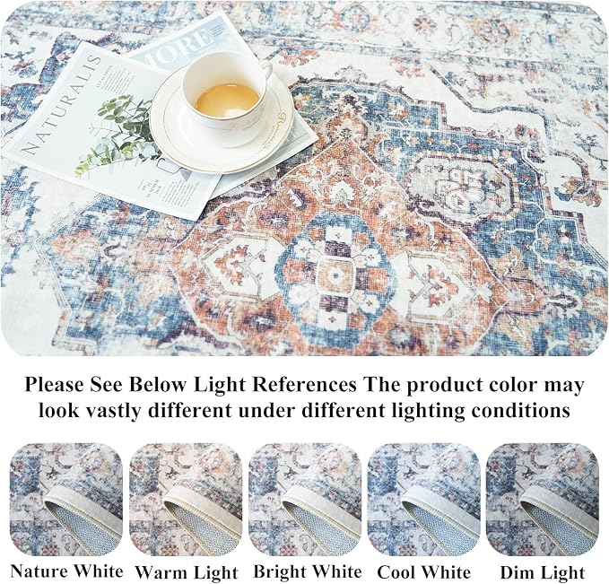 Hallway Washable Runner Rug - 2'6x14 Kitchen Rugs Entryway Rug Runner Vintage Soft Floor Mat Non Slip Indoor Farmhouse Carpet for Bathroom Living Room Bedroom (2'6''x14', Brick)