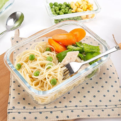 UMEIED Glass Meal Prep Containers 3 Compartment with Lids (5 Pack, 36oz), Divided Glass Storage Containers for Lunch at Work, Leak-Proof Portion Control Food Containers, Microwave/Dishwasher Safe
