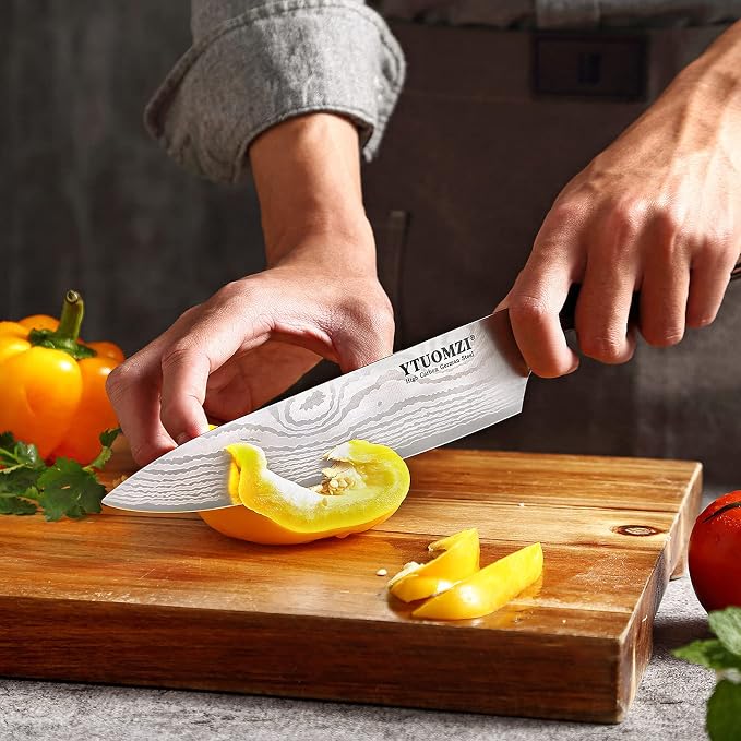 8" Chef's Knife, Professional 8-inch Chef Knife with Sheath, German High Carbon Stainless Steel Kitchen Knife for Home Cooks & Culinary Experts, Ergonomic Pakkawood Handle, Gift Box