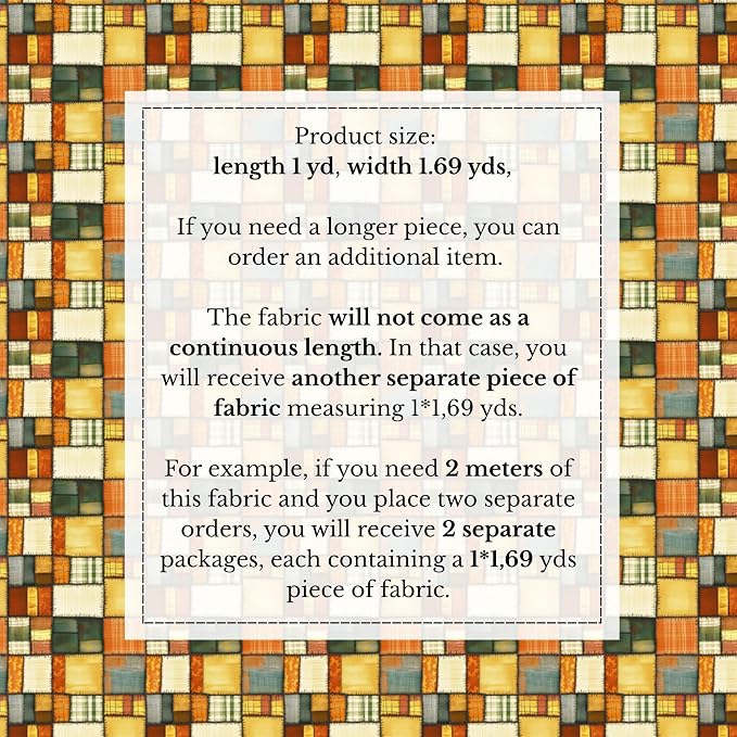 100% Cotton Fabric by the Yard – Turkish Quality Quilting & Sewing Fabric, 1 Yard x 1.69 Yards Wide, Patchwork Cotton for Crafts