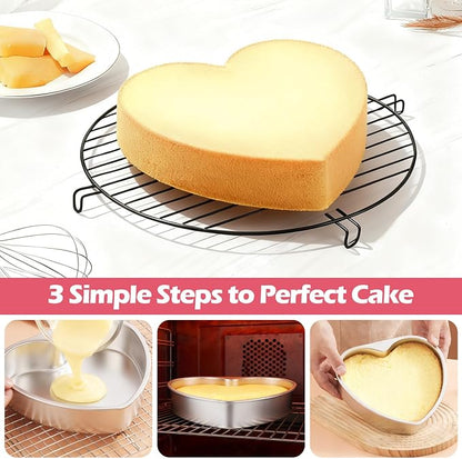 E-far 6 Inch Heart Cake Pan, 3Pcs Stainless Steel Small Heart Shaped Cake Mold, Cake Tin Baking Pan for Valentine's Day Anniversaries Wedding, Non-Toxic & Dishwasher Safe