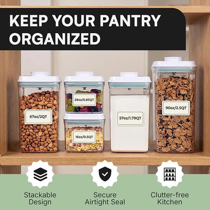 Bop Top Airtight Food Storage Containers with Lid 8 Cups / 67 oz | Kitchen Canister Sets | Air Tight Pantry Container | Pop Top Dry Food Storage Containers for Snacks, Sugar, Flour, Baking, Pasta