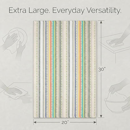 Urban Villa Kitchen Towels 100% Cotton Dish Towels for Kitchen(Set of 6)20”x30” Dish Cloths Highly Absorbent Kitchen Linen Set with Hanging Loop Perfect for Drying Dishes Cleaning Towels-Beige Stripes
