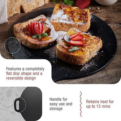 Victoria 12-Inch/30.5-Centimeter Cast Iron Tawa Dosa Pan, Cast Iron Pizza Pan and Crepe Pan with Loop Handle, Seasoned with Flaxseed Oil, Made in Colombia
