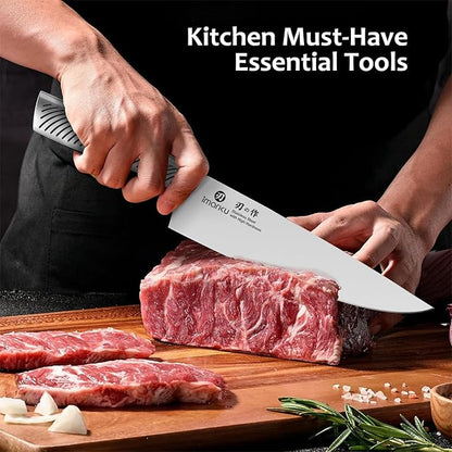 imarku Knife Set, 14 Piece Premium Kitchen Knife Block Set, Razor Sharp Japanese Chef Knives Set for Kitchen with Built-in Sharpener, Dishwasher Safe & Quality Acacia Wood Block, Gift for Women