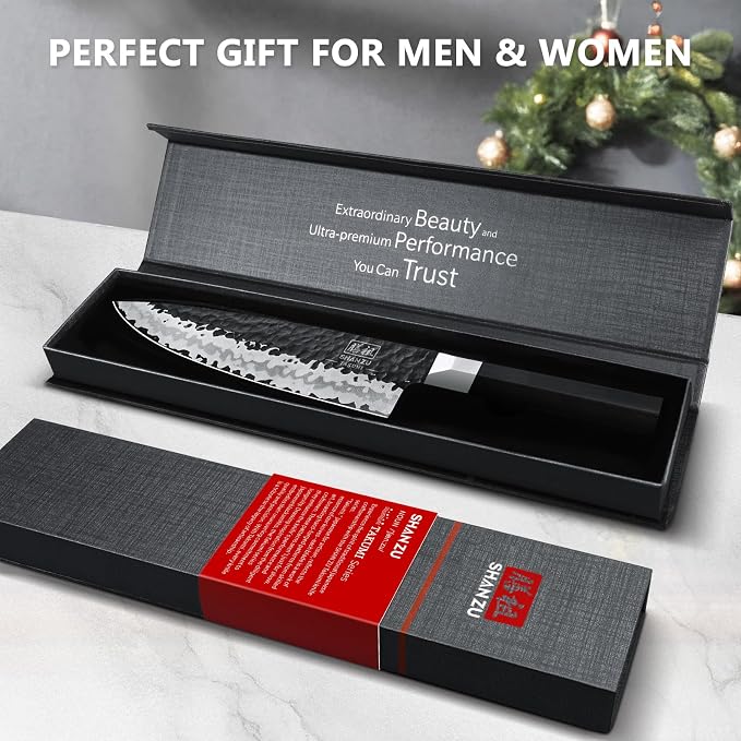 SHAN ZU Japanese Chef Knife 8 Inch, High Carbon Steel 10Cr15Mov Professional Kitchen Knife, Sharp Cooking Knife with G10 Handle Dishwasher Safe, Meat Cutting Gyuto Knife, Gifts for Women & Men