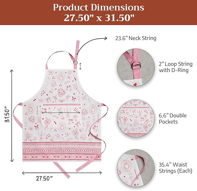 Maison d' Hermine 100% Cotton Apron for women with Pocket Kitchen Chef Apron for Men Cooking Spring Summer