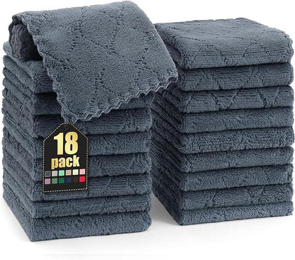 Homaxy 18 Pack Kitchen Dish Cloths (10 x 10 Inches, Dark Grey), Super Soft and Absorbent Coral Velvet Dish Towels, Nonstick Oil Fast Drying Microfiber Cleaning Cloth, No Lint Household Dishcloths
