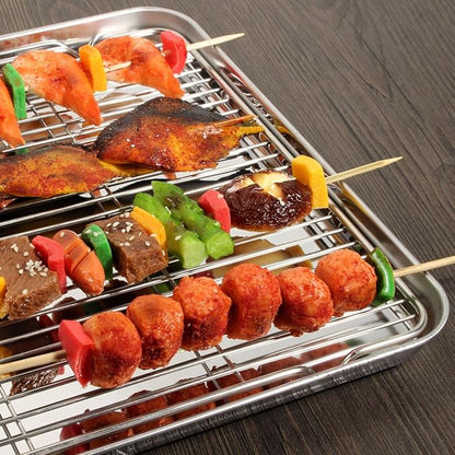 Baking Sheet with Cooling Rack Set (2 Pans + 2 Racks), Yododo Stainless Steel Baking Pan Cookie Sheet Cookie Pan with Rack, Size 16 x 12 x 1 Inch, Mirror Finish & Non Toxic & Heavy Duty & Easy Clean