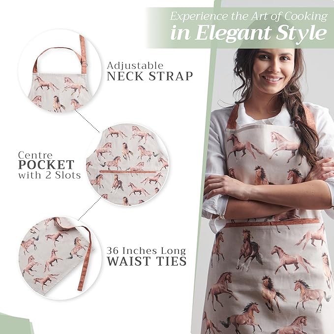 Maison d' Hermine 100% Cotton Apron for women with Pocket Kitchen Chef Apron for Men Cooking Spring Summer