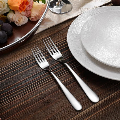 KEAWELL Premium 45-Piece Louise Silverware Set, 18/10 Stainless Steel, Service for 8, Fine Flatware Set, Smooth and Exceptional mirror finish, Dishwasher Safe (45)