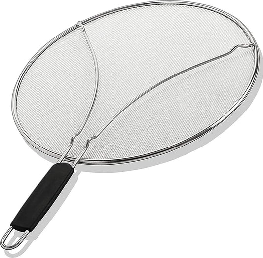 Splatter Screen for Frying Pan - 13 Inch Stainless Steel Grease Splatter Guard - Cover Oil Splash when Sizzling Bacon, Cooking Fried Chicken or Popcorn
