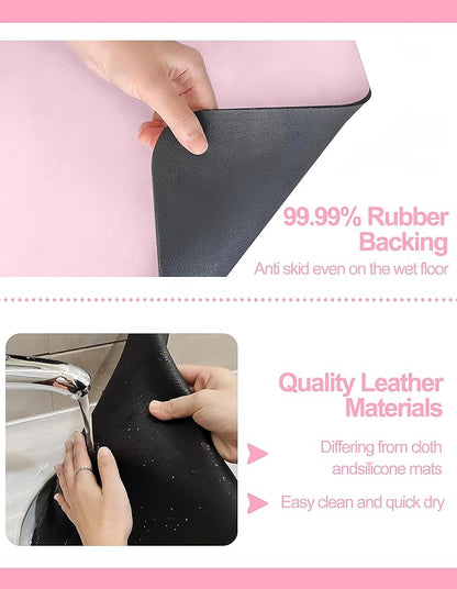 Dish Drying Mat for Kitchen Counter, 12"x19" Dish Drying Pad with Non-slip Rubber Backed, Hide Stain Anti Absorbent for Kitchen Counter, Drying Mat for Coffee Machine Dish Rack (Pink)
