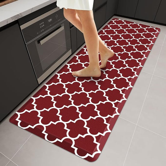 WISELIFE Anti Fatigue Floor Mat - 4/5 Inch Thick Kitchen Mat Non Slip Waterproof Heavy Duty Ergonomic Comfort Mat Durable for Home, Office, Sink, Laundry,(24" x 70", Red)