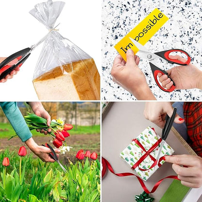 iBayam 3-Pack 8.5"Kitchen Scissors All Purpose Heavy Duty with Protective Sheath, Soft Comfort Grip Handle, Dishwasher Safe Kitchen Utensils Gadgets Set, Stainless Cooking Meat Poultry Food Shears
