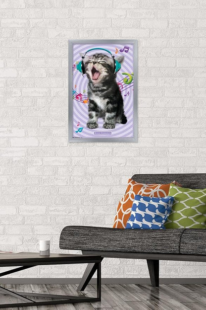 Trends International Keith Kimberlin - Kitten - Singing Wall Poster, 14.725" x 22.375", Silver Framed Version
