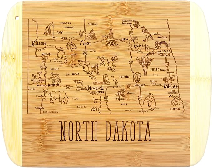 Totally Bamboo A Slice of Life North Dakota State Serving and Cutting Board, 11" x 8.75"