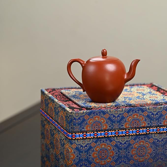 Handmade Yixing Zisha Teapot Beauty Shoulder Shape, 130cc Premium Wrinkled Zhuni Clay Gongfu Tea Pot with 7-Hole Water Outlet& Gift Box, by Master Artisan
