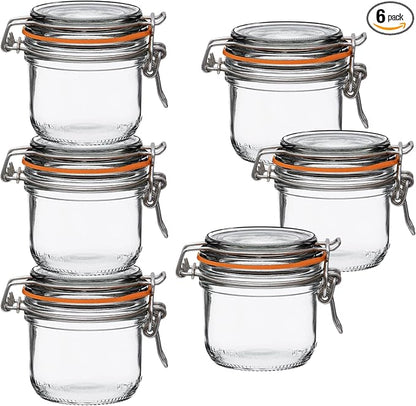 Le Parfait Super Terrine 200mL (7oz) Zero Waste Eco-Friendly Glass Storage Jars with Lids, Airtight, Oven & Freezer Safe, BPA-Free, Food Storage & Preserving, Made in France, 6PK