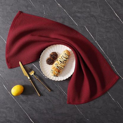 Homaxy 100% Cotton Kitchen Towels and Dishcloths Set, 12 x 12 Inches and 13 x 28 Inches, Set of 12 Bulk Kitchen Towels Set, Ultra Soft Absorbent Dish Cloths for Washing Dishes, Burgundy