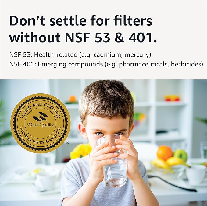 Amazon Basics Enhanced Replacement Water Filters for Water Pitchers, BPA-Free, WQA & NSF Certified, Compatible with Brita Water Pitchers & Drinking Water Filter Systems, 1 Year Filter Supply, 6-Pack