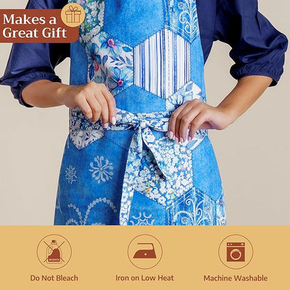 Maison d' Hermine 100% Cotton Apron for women with Pocket Kitchen Chef Apron for Men Cooking Spring Summer